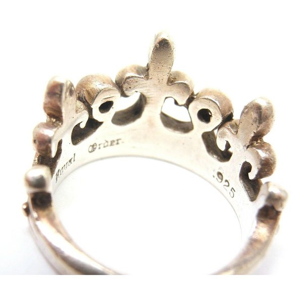Rare! Authentic ROYAL ORDER Sterling Slver Diamond Crown Band Ring - Picture 5 of 6